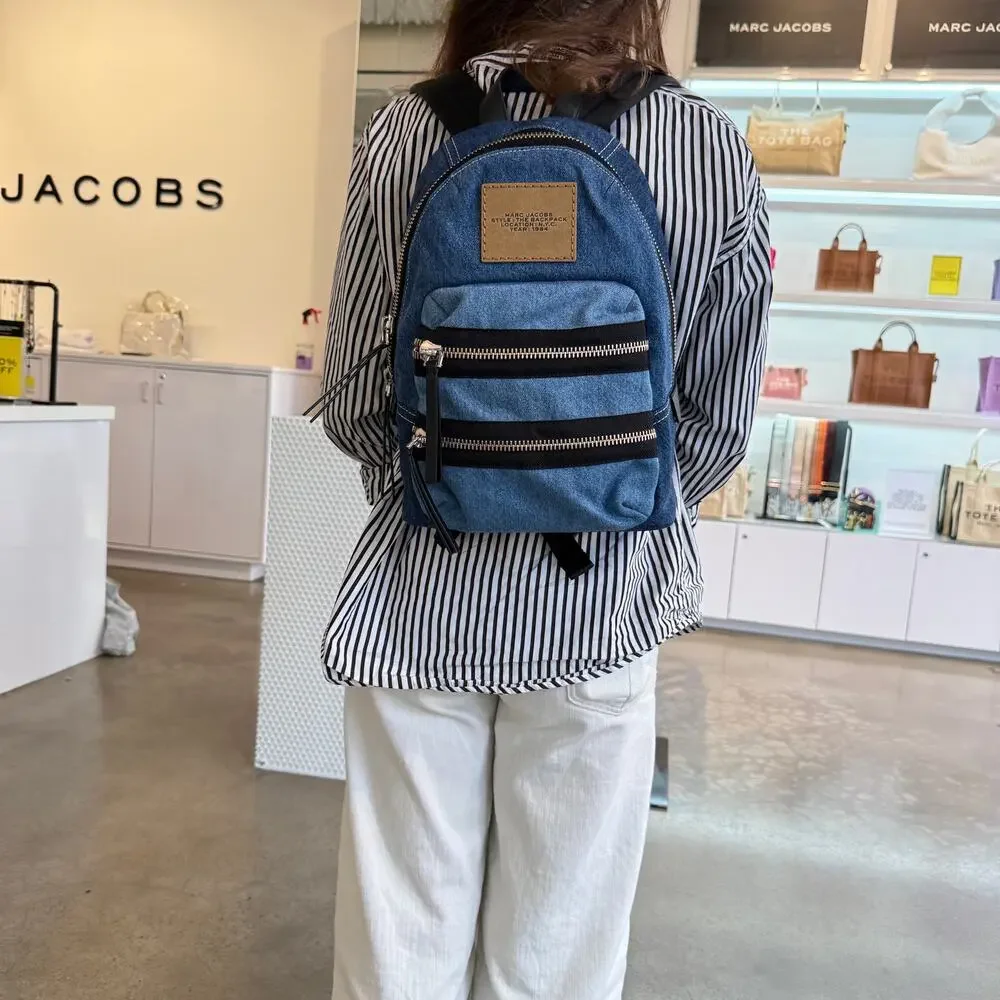 MARC JACOBS Unisex The Biker Colorblock Denim Medium Backpack